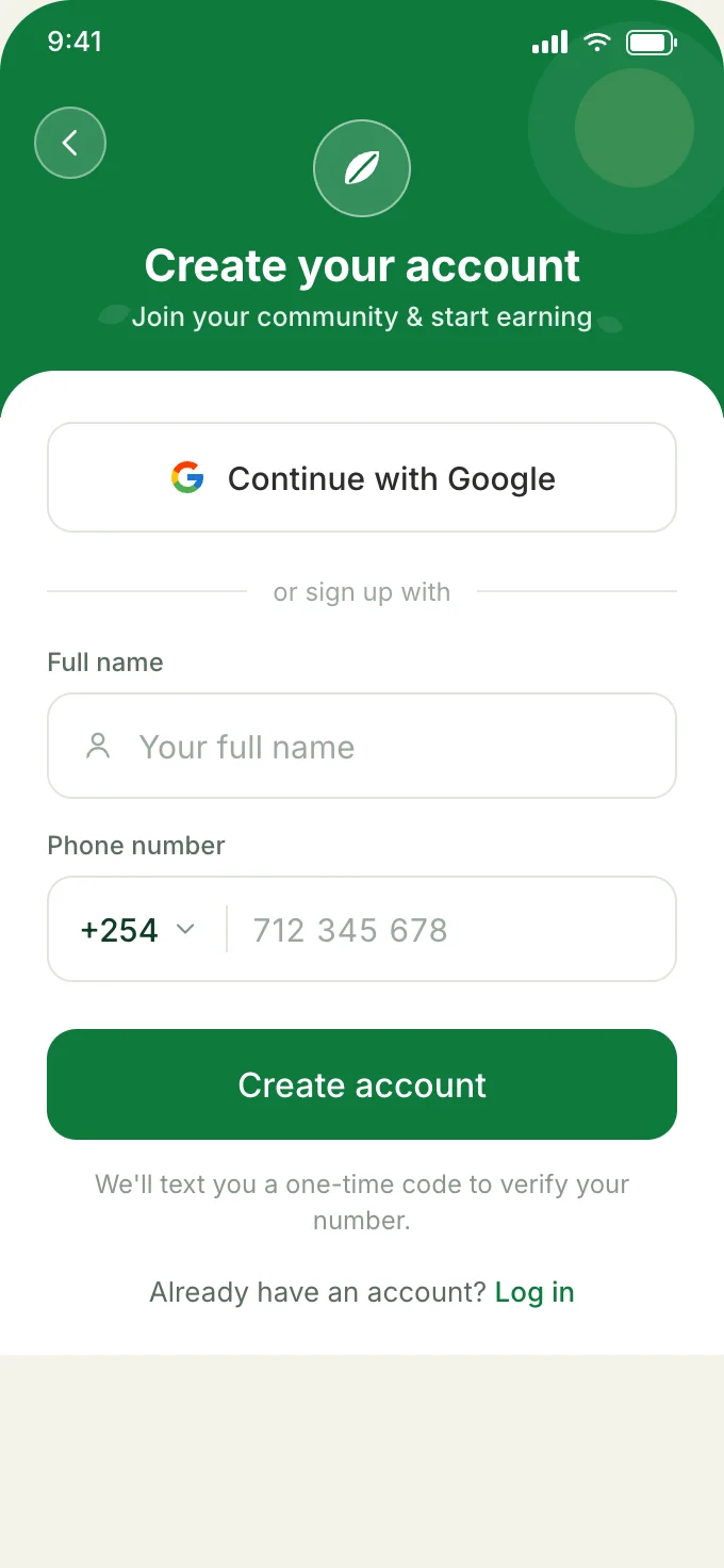BINMAN sign up screen